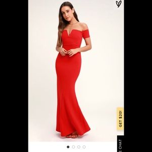 Lulus Lynn Red Off-the-shoulder Maxi Dress size XL